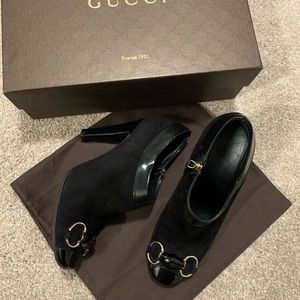 Gucci suede black horsebit GG  booties shoes 6.5